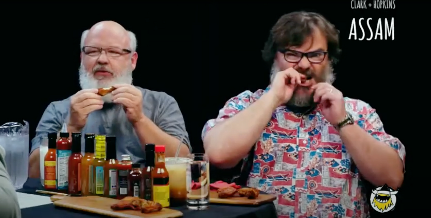 Tenacious D trying our sauce on Hot Ones
